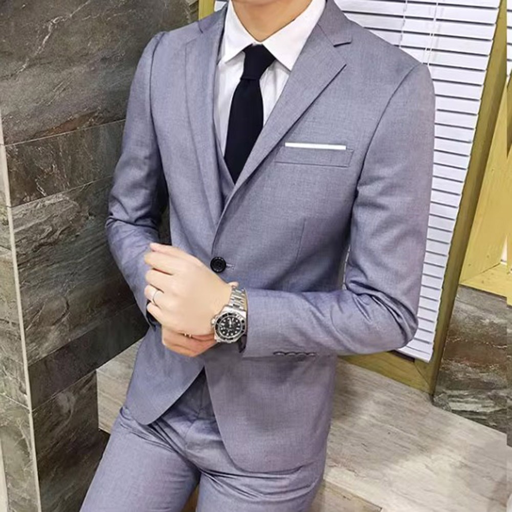 Männer Blazer Weste Bräutigam Hochzeitskleid Dreiteiliger Set Komfortabel - Bild 17 von 18