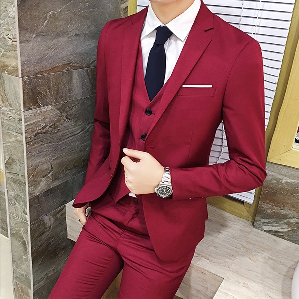 Männer Blazer Weste Bräutigam Hochzeitskleid Dreiteiliger Set Komfortabel - Bild 13 von 18