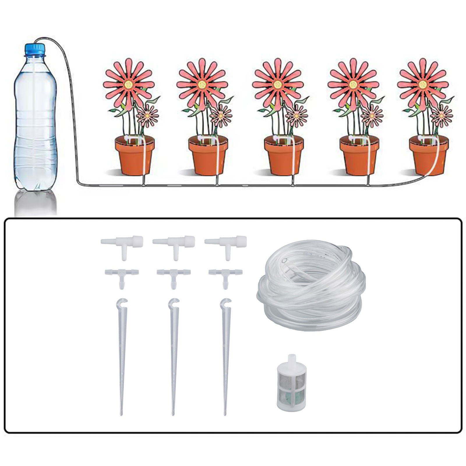 Effective Watering Solution Garden Drip Irrigation Kit with Adjustable Valves