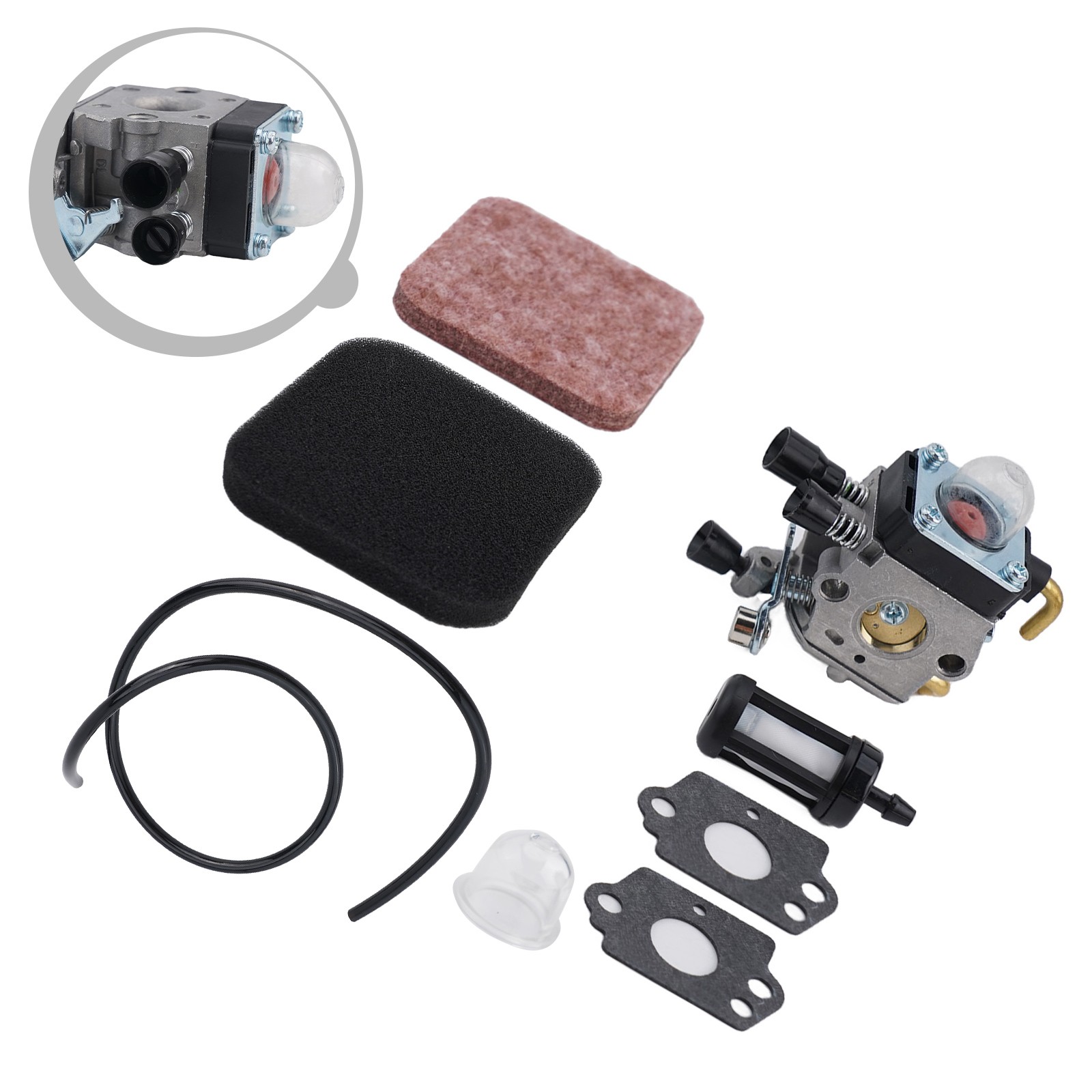 Glenparts Carburetor Kit For Stihl FS55R FS55RC FS74 KM55 HL45 - With Gaskets, Fits ZAMA