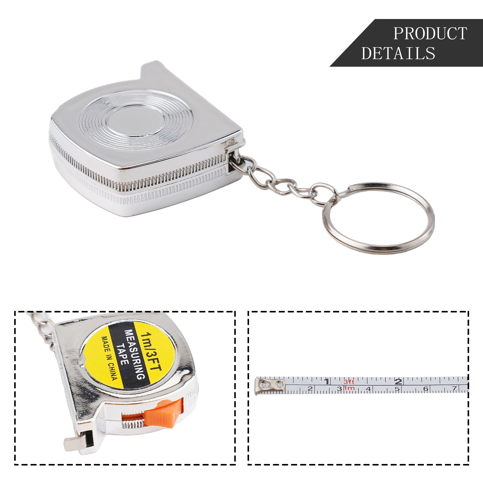 1m Multipurpose Measure Tape With Keychain Soft Steel-Ruler Metric Inch Tape