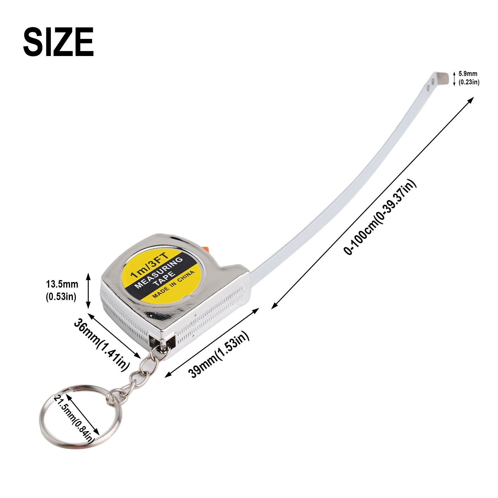 1m Multipurpose Measure Tape With Keychain Soft Steel-Ruler Metric Inch Tape