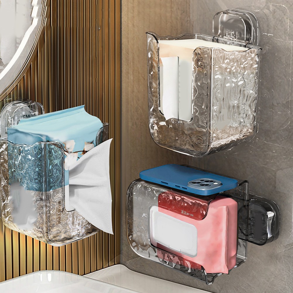 Wall Mounted Kitchen Wipes Organizer Easy to Insert Wipes Box Transparent Gray - Picture 38 of 43