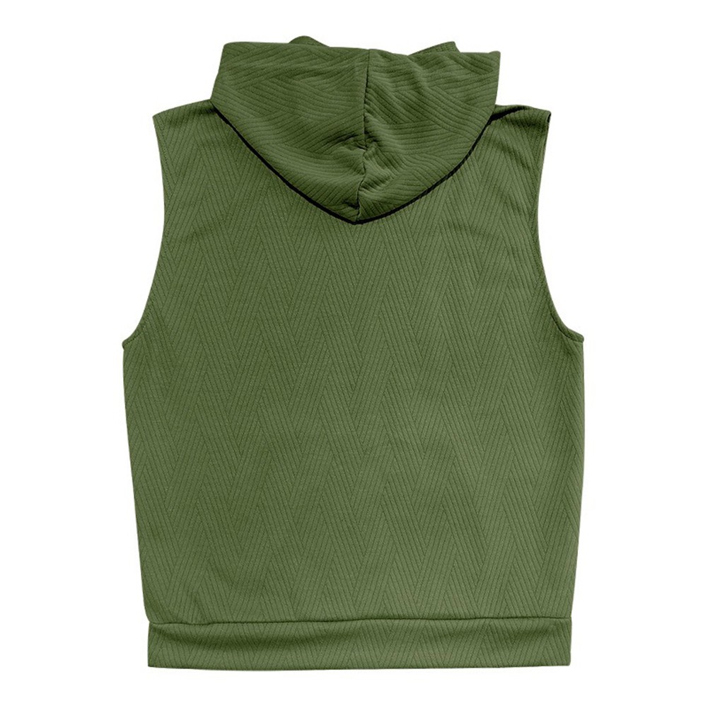 27) Casual Lace Vest Men's Hooded Tank Top Solid Color Sleeveless T shirt