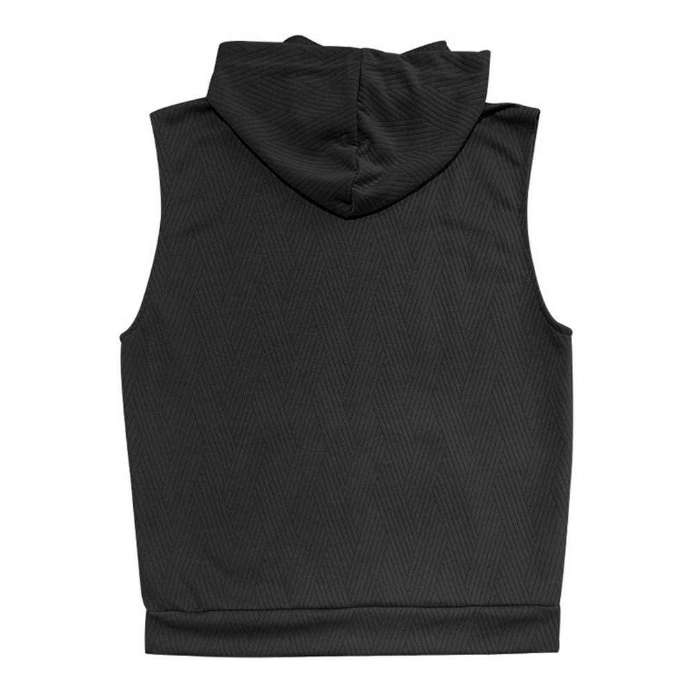 27) Casual Lace Vest Men's Hooded Tank Top Solid Color Sleeveless T shirt