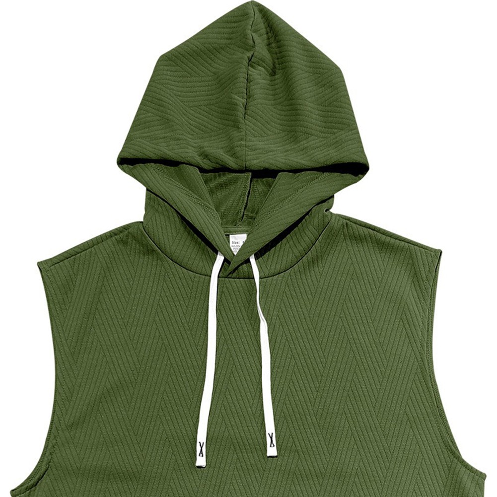 27) Casual Lace Vest Men's Hooded Tank Top Solid Color Sleeveless T shirt