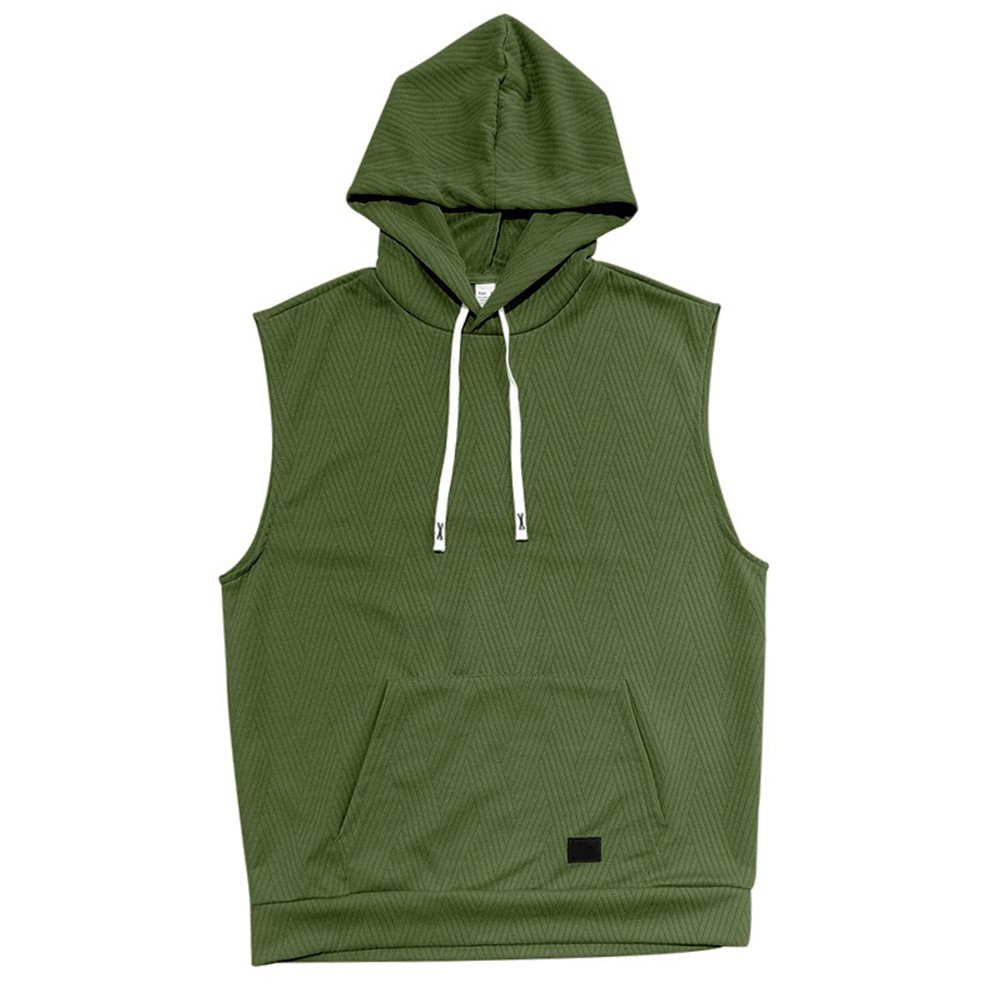 27) Casual Lace Vest Men's Hooded Tank Top Solid Color Sleeveless T shirt