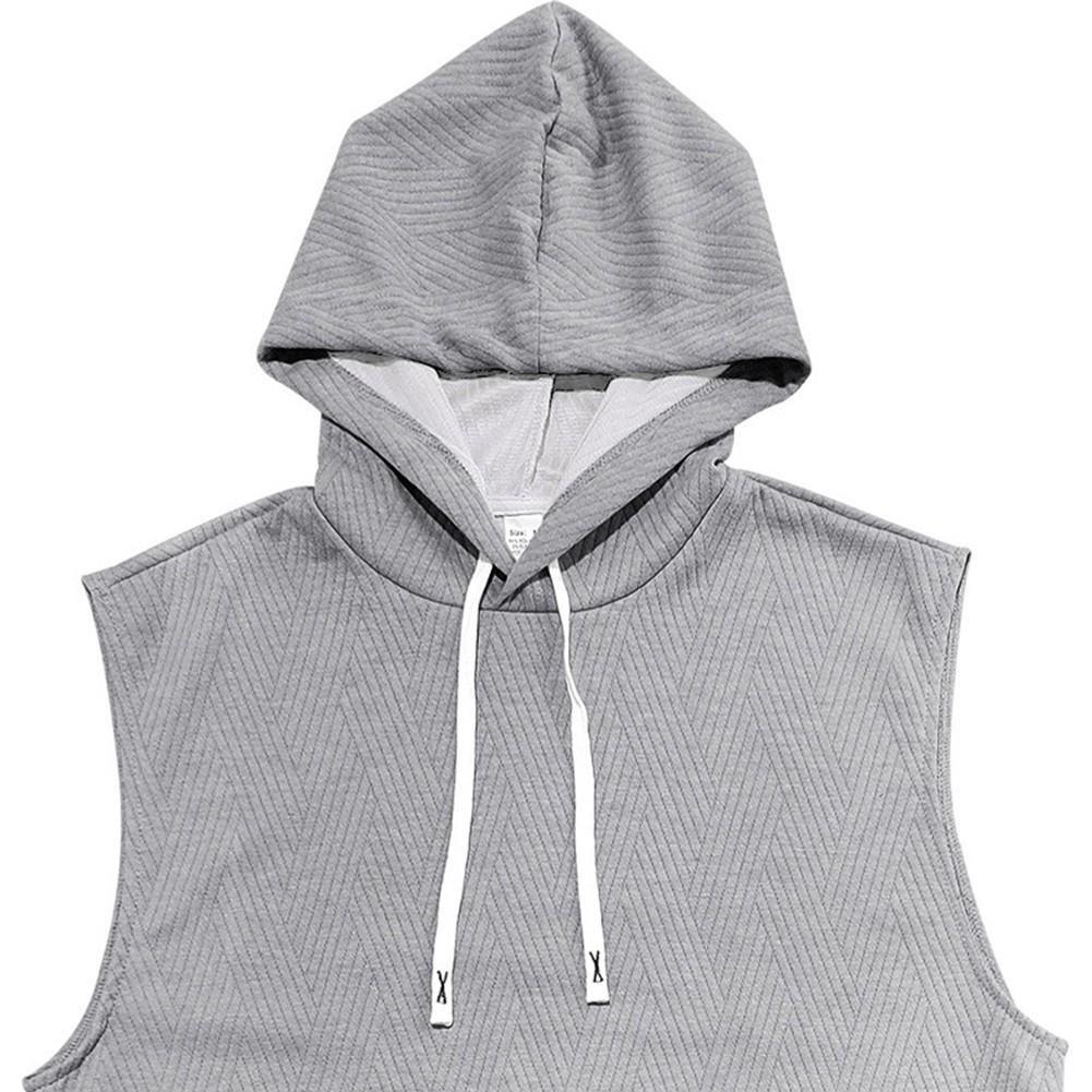 27) Casual Lace Vest Men's Hooded Tank Top Solid Color Sleeveless T shirt