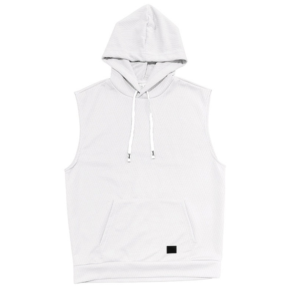 27) Casual Lace Vest Men's Hooded Tank Top Solid Color Sleeveless T shirt