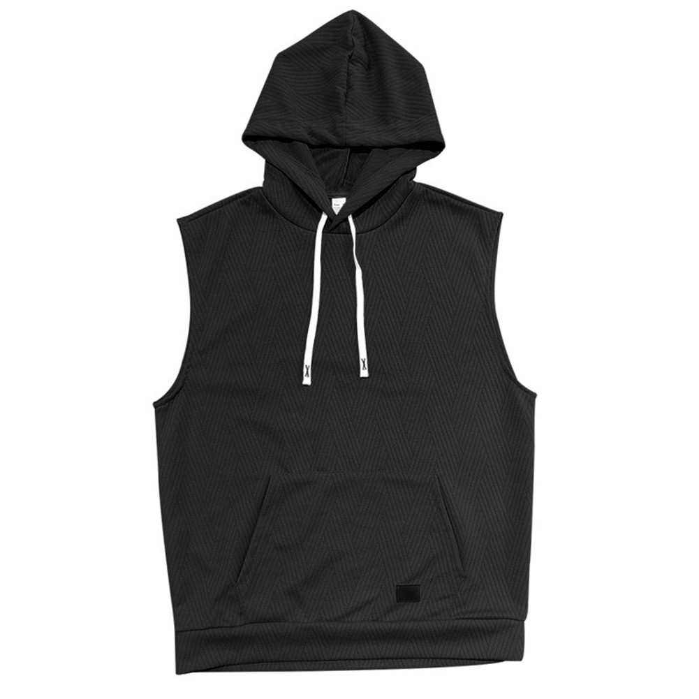 27) Casual Lace Vest Men's Hooded Tank Top Solid Color Sleeveless T shirt