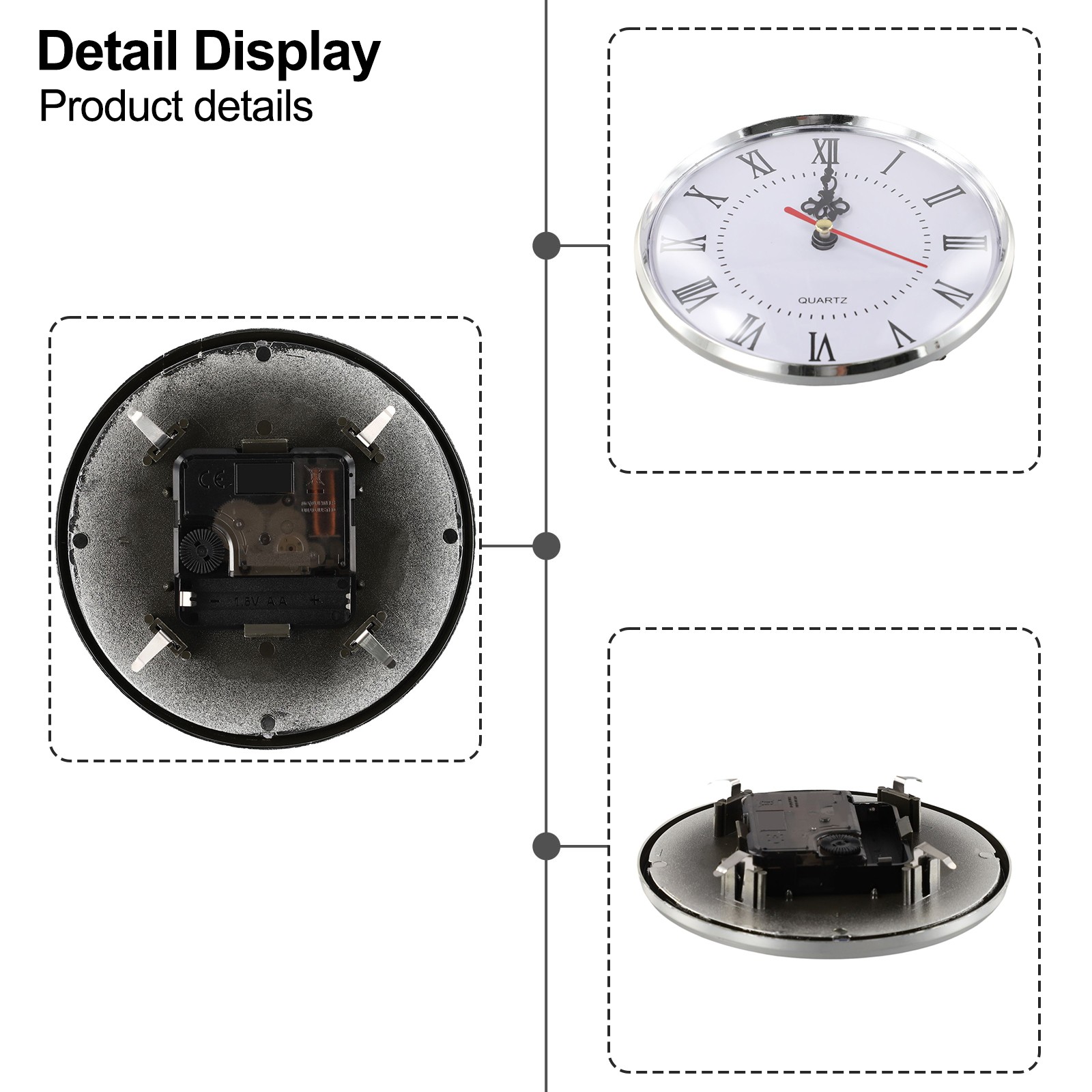 DIY 130MM Quartz Clock Insert Movement Roman Numeral Replacement Gold Silver - Picture 33 of 36