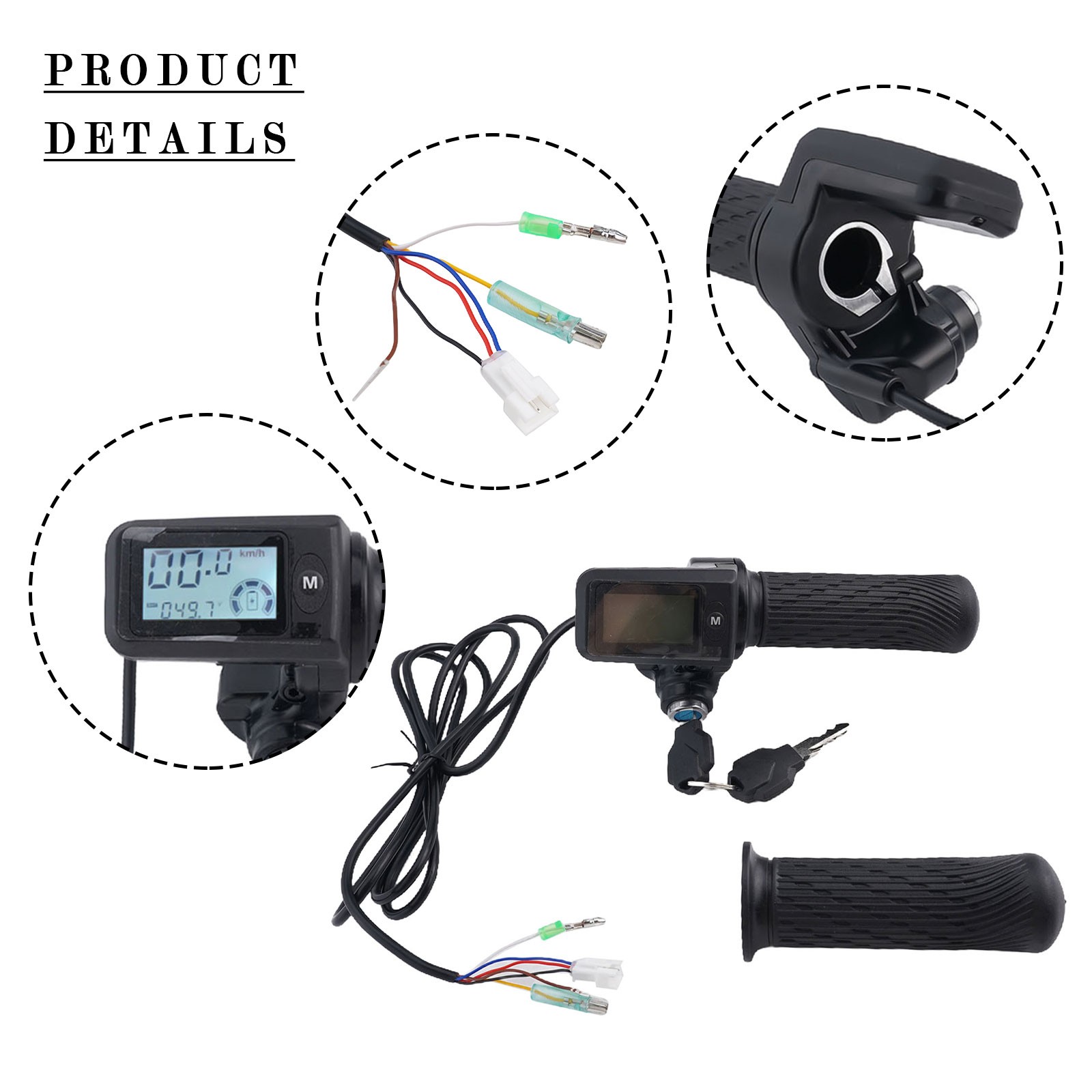 EBike Throttle Grips with LCD Display Electric Scooter Throttle Control Set - Picture 26 of 49