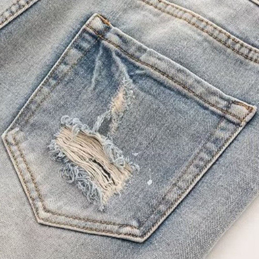 Fashionable Vintage Streetwear Men's Distressed Shorts with a Slim Fit - Picture 18 of 60