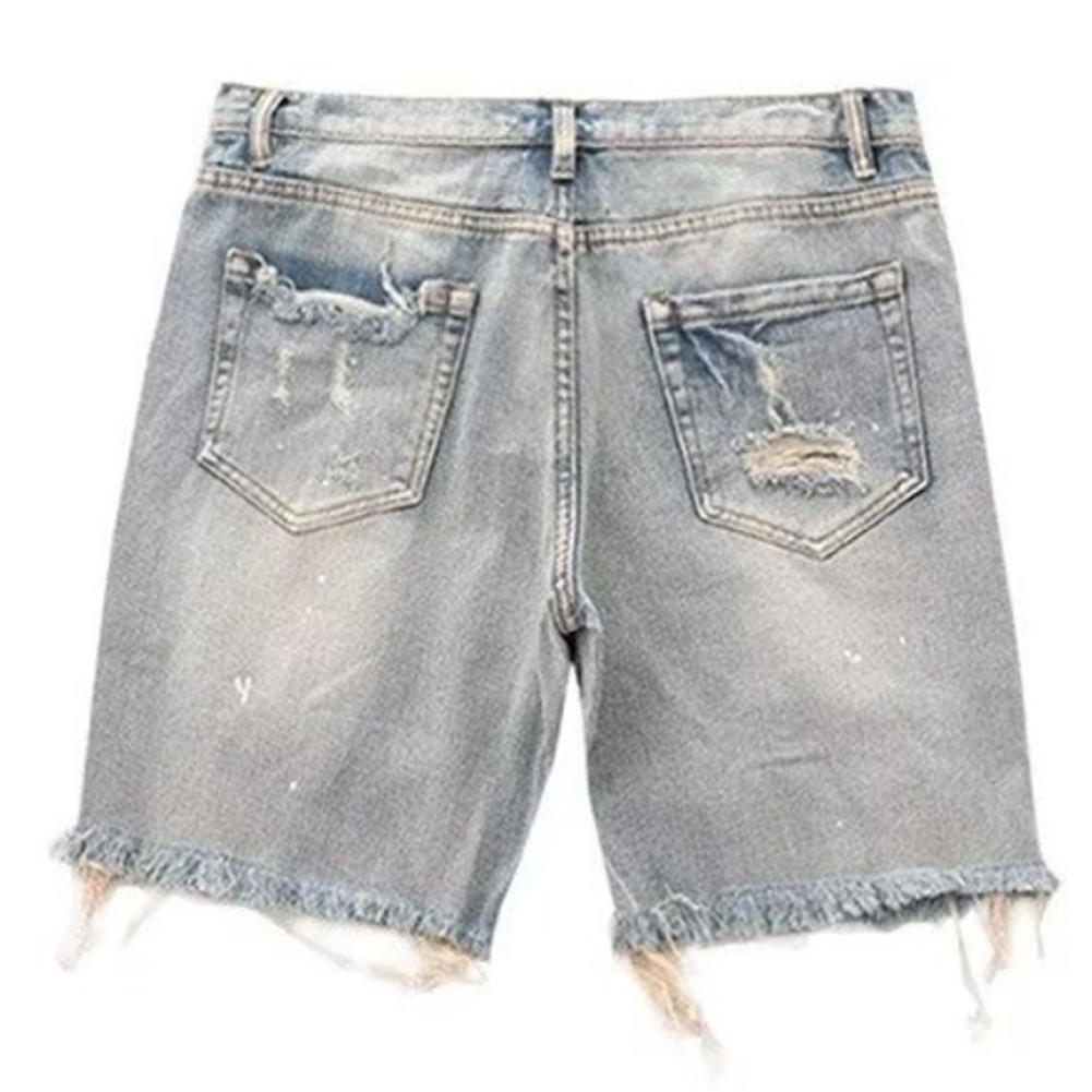 Fashionable Vintage Streetwear Men's Distressed Shorts with a Slim Fit - Picture 15 of 60