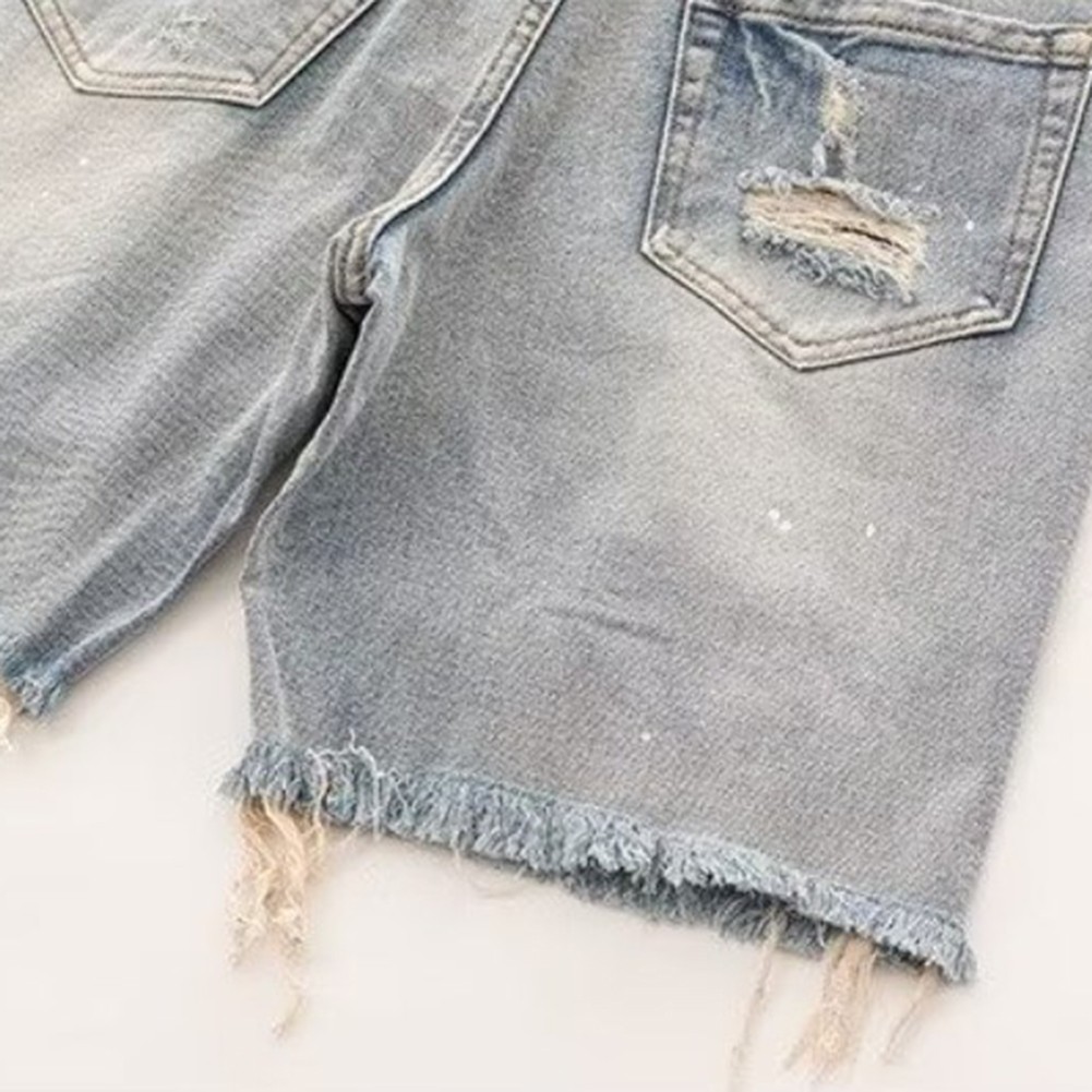 Fashionable Vintage Streetwear Men's Distressed Shorts with a Slim Fit - Picture 19 of 60