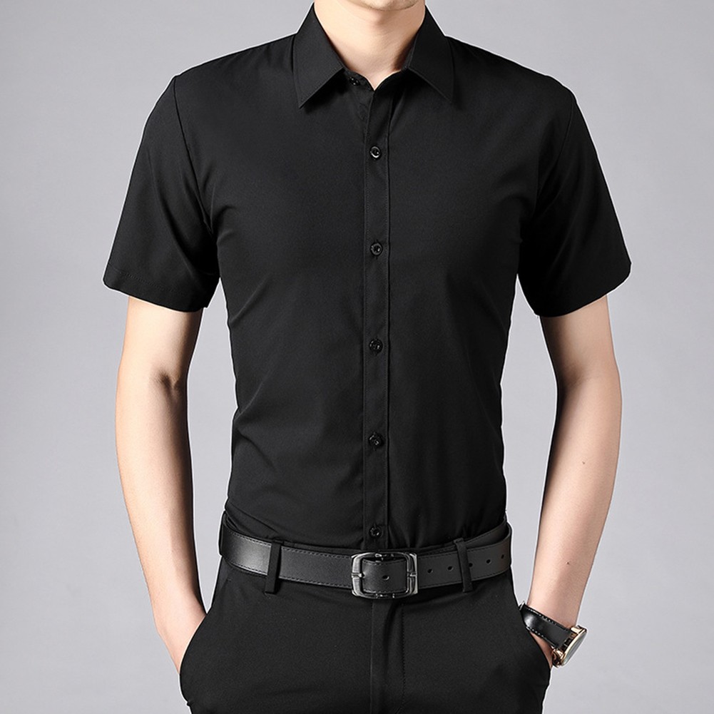 Sleek and Fashionable Men's Business Fashion Casual Shirt in Solid Colors - Picture 21 of 29