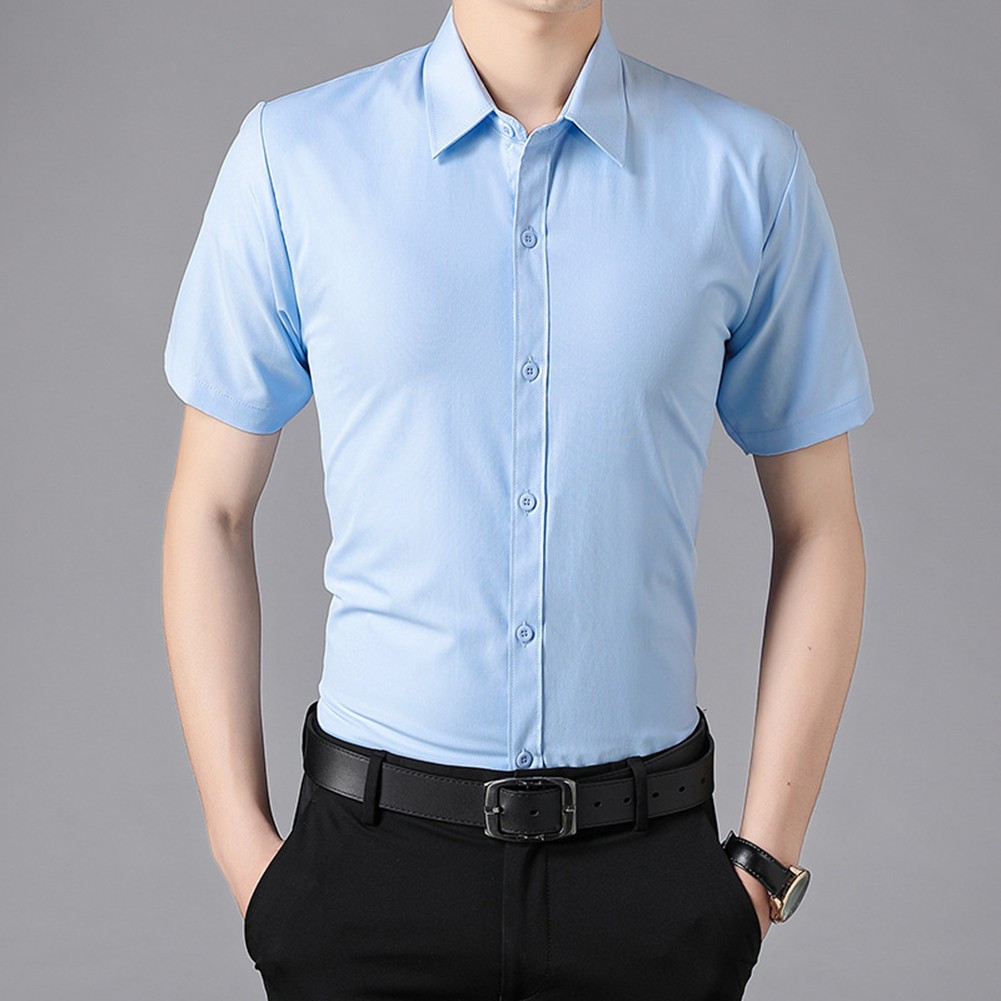 Sleek and Fashionable Men's Business Fashion Casual Shirt in Solid Colors - Picture 17 of 29