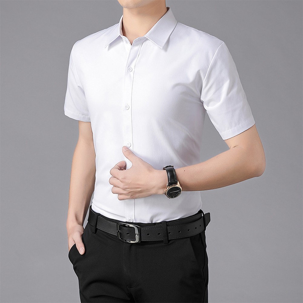 Sleek and Fashionable Men's Business Fashion Casual Shirt in Solid Colors - Picture 29 of 29