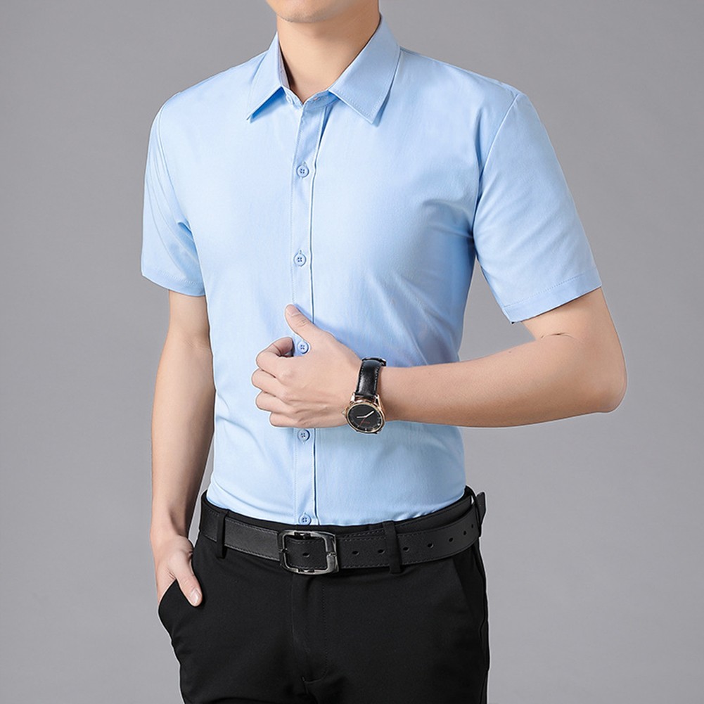 Sleek and Fashionable Men's Business Fashion Casual Shirt in Solid Colors - Picture 18 of 29