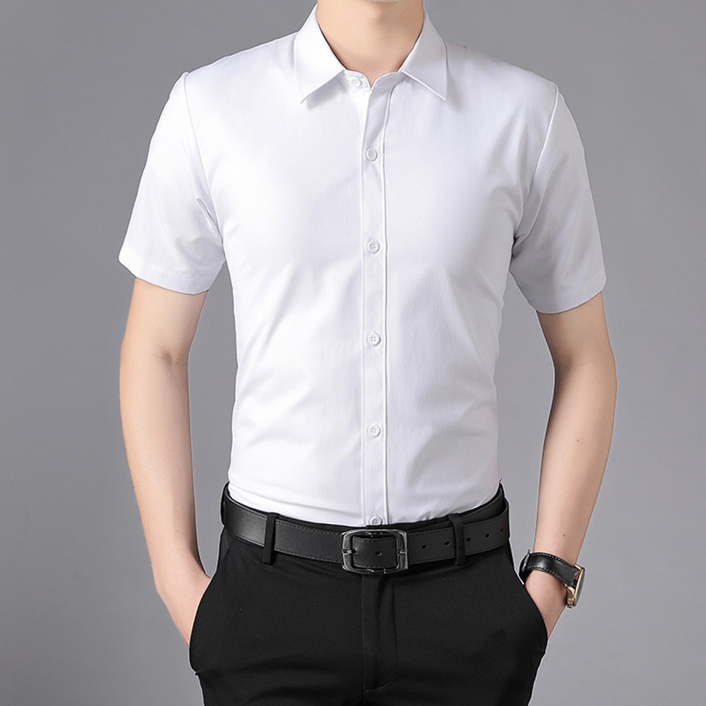 Sleek and Fashionable Men's Business Fashion Casual Shirt in Solid Colors - Picture 24 of 29