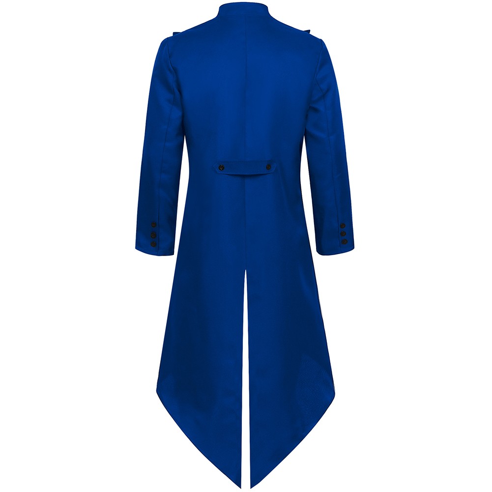 Mens Gothic Tailcoat For Cosplay Events Long Sleeve Polyester Lapel Solid Color - Picture 20 of 27