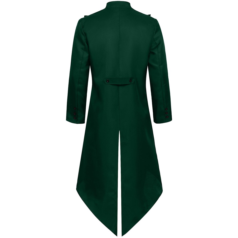 Mens Gothic Tailcoat For Cosplay Events Long Sleeve Polyester Lapel Solid Color - Picture 27 of 27