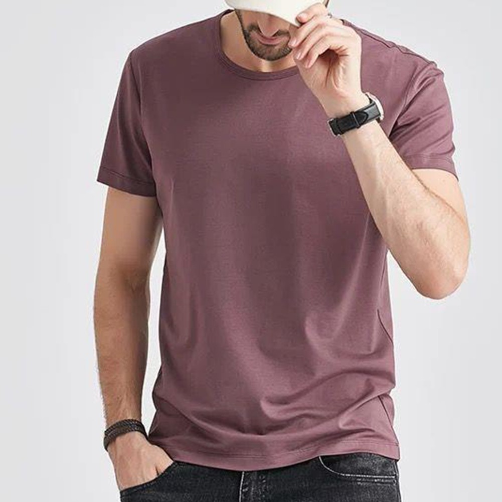 Men's Cool Feeling Breathable T Shirt Fashionable Short Sleeve Sports Tops - Picture 24 of 46