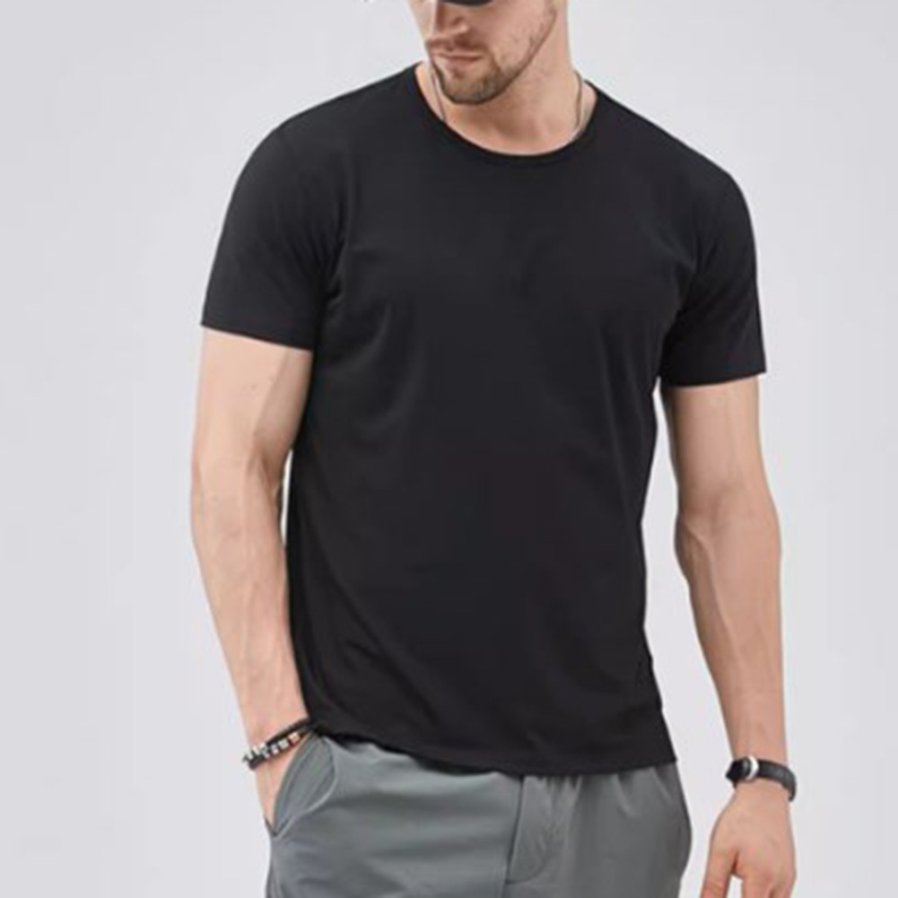 Men's Cool Feeling Breathable T Shirt Fashionable Short Sleeve Sports Tops - Picture 28 of 46