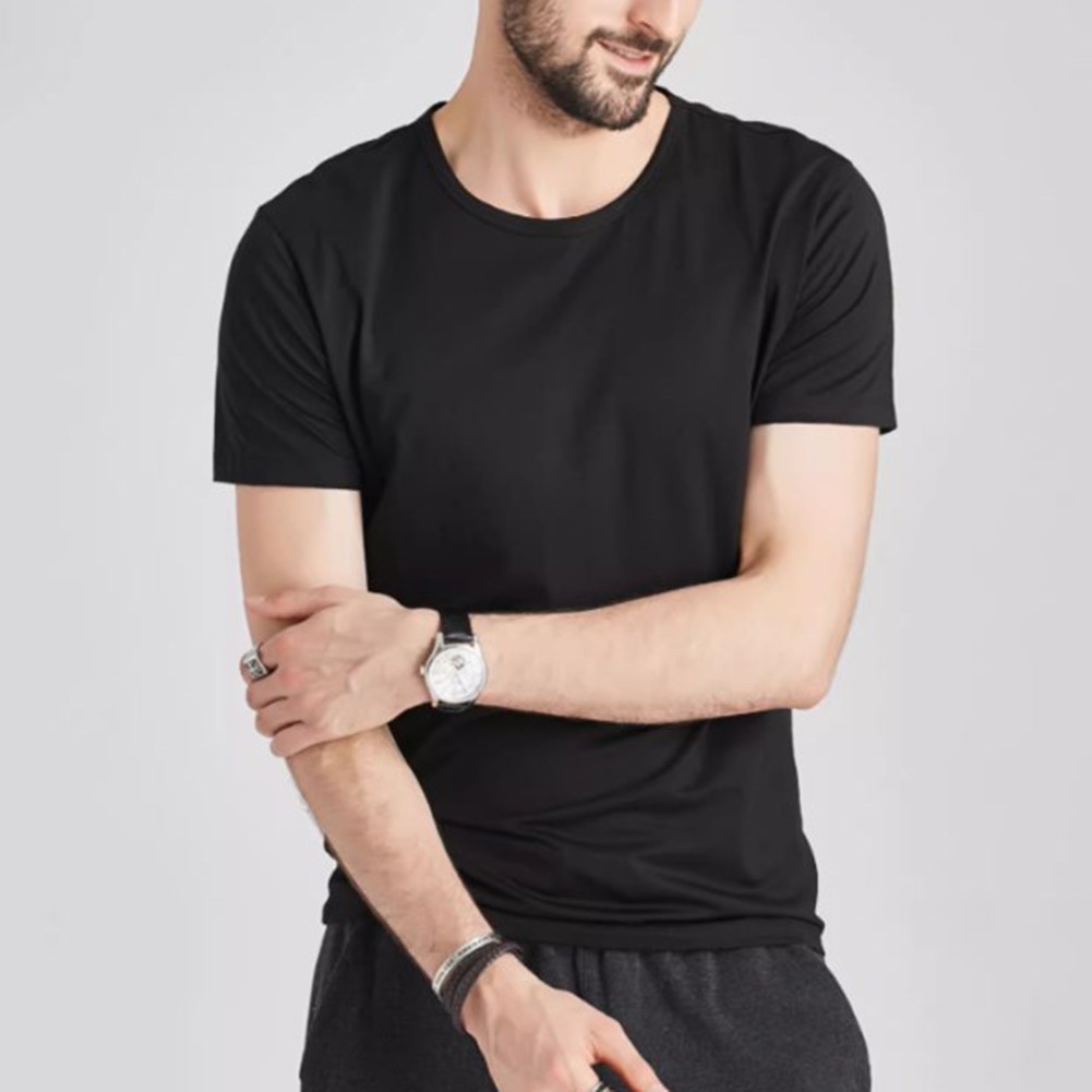 Men's Cool Feeling Breathable T Shirt Fashionable Short Sleeve Sports Tops - Picture 27 of 46