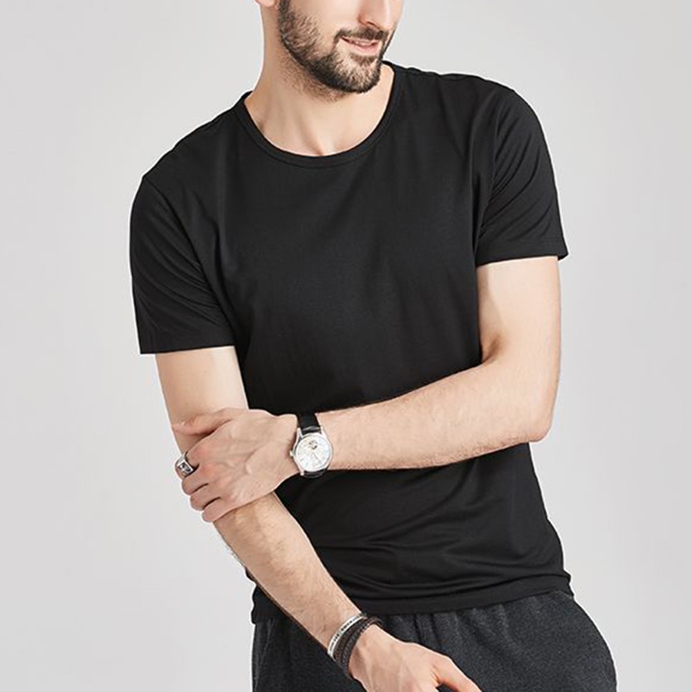 Men's Cool Feeling Breathable T Shirt Fashionable Short Sleeve Sports Tops - Picture 29 of 46