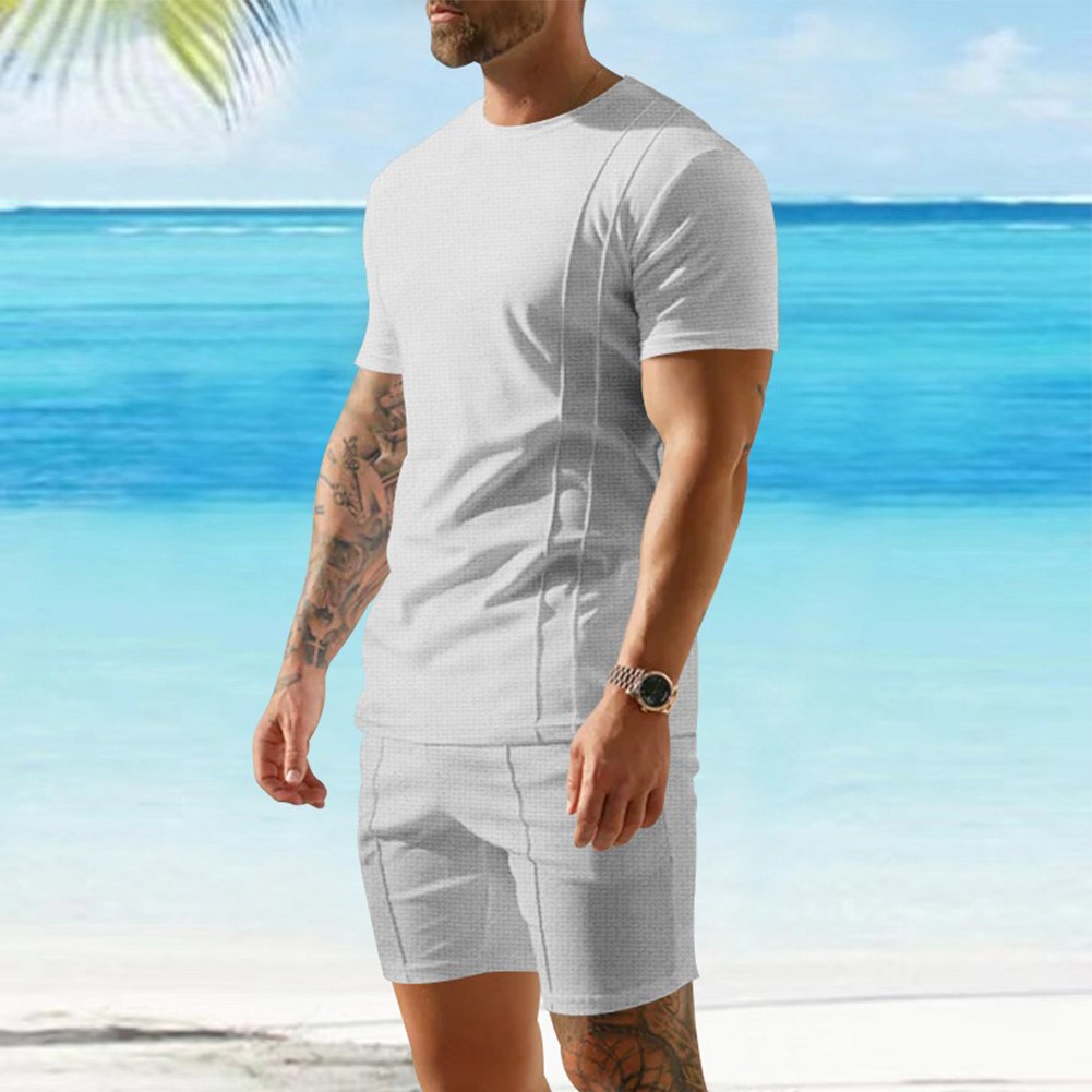 Summer Men's Tracksuit Men Casual Wear Solid Color Sportwear Brand New - Picture 21 of 67