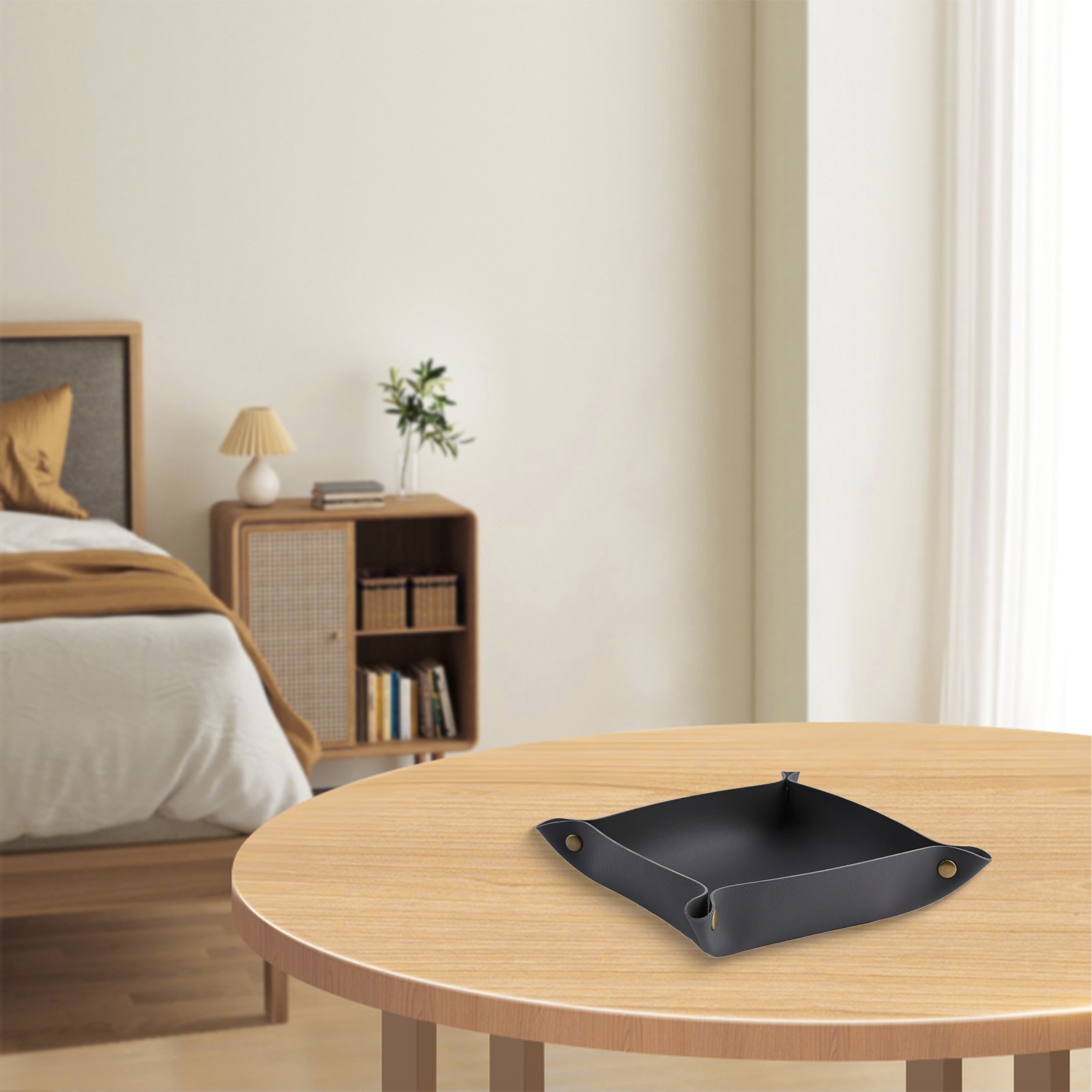 Elegant Foldable Leather Tray for Organizing Keys Jewelry and Earphones - Picture 37 of 40