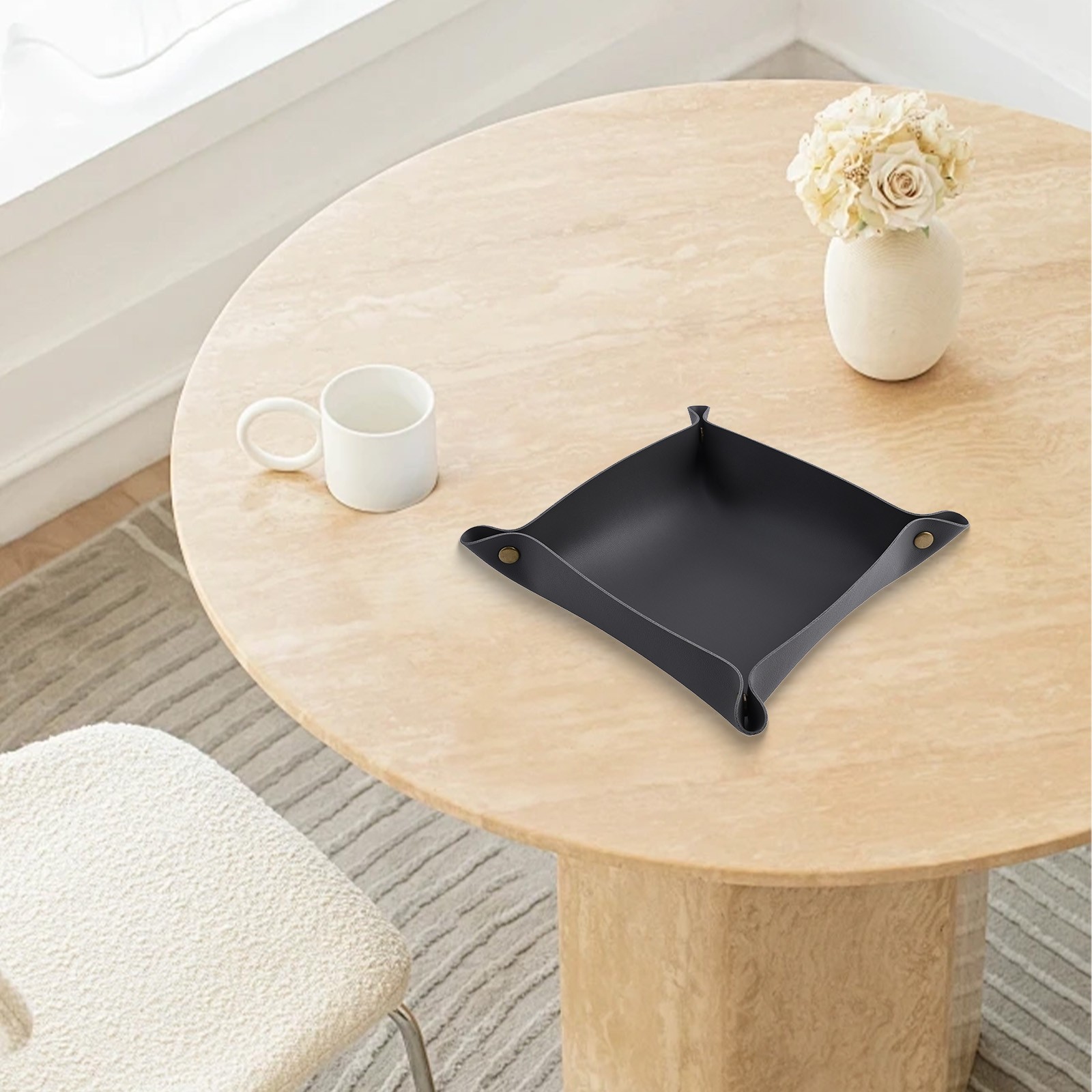 Elegant Foldable Leather Tray for Organizing Keys Jewelry and Earphones - Picture 36 of 40
