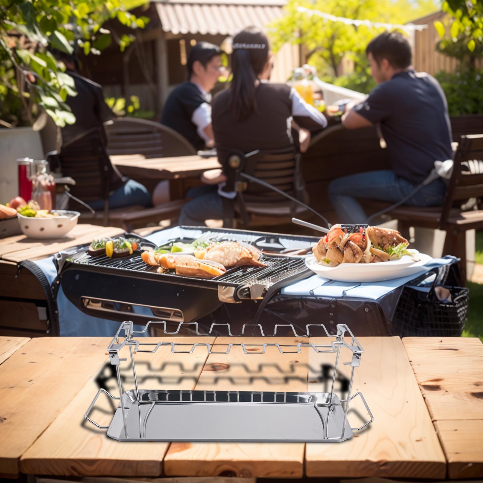 Für Edelstahl Hähnchen Flügel Halter Drumstick Rack für BBQ Grillen - Picture 18 of 28