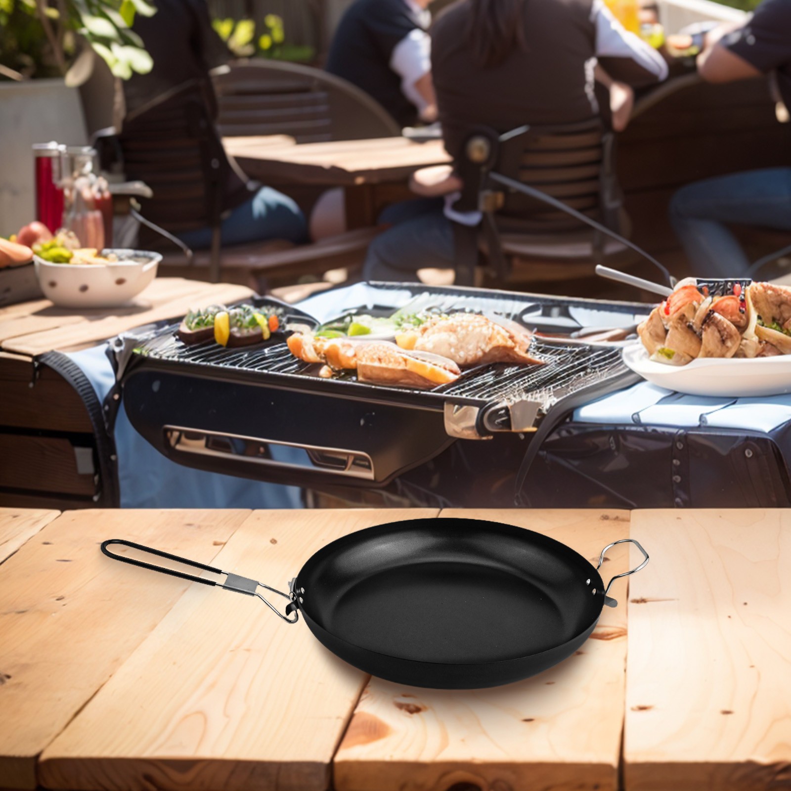 Antihaft Bratpfanne mit klappbarem Griff perfekt für Outdoor Camping Kochgeschi - Bild 25 von 36
