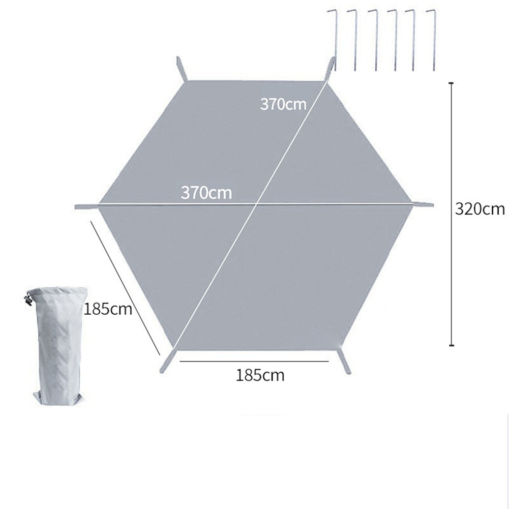 Hexagonal Picnic Tarp Tent Mat with Ground Nails Waterproof and Tear Resistant - Picture 32 of 32