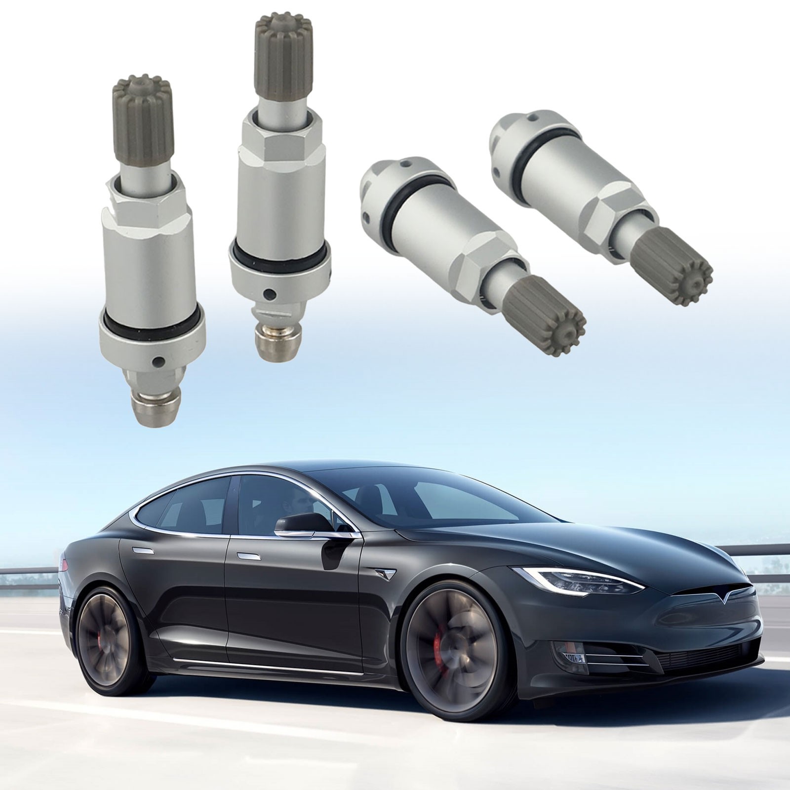 For Tesla Aluminum Alloy Valve Stem Service Kit Pack of 4 Replacements - Picture 10 of 17