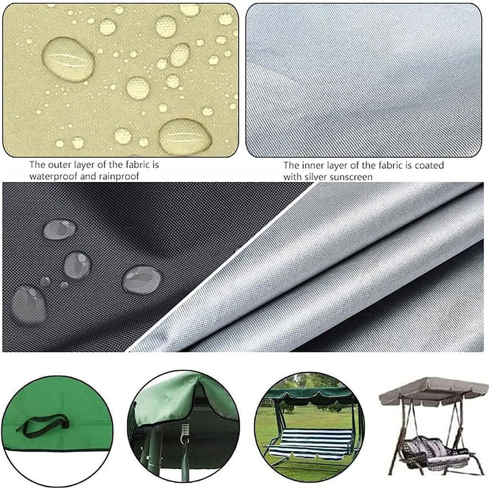 Outdoor Waterproof Swing Cushion-Canopy Cover Set Replacement For Garden Yard - Picture 40 of 69