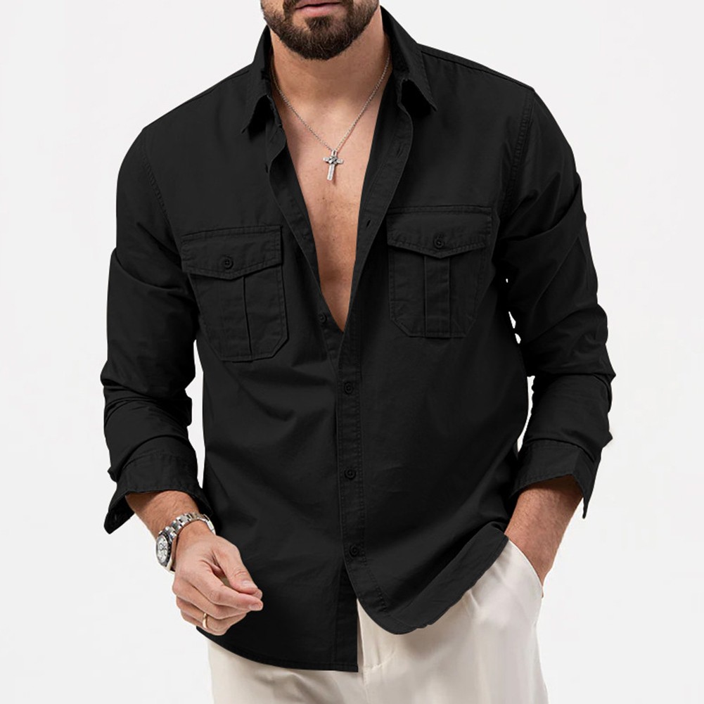 Classic Mens Casual Button Down Cargo Shirts Outwear Coat Tops for Men - Picture 13 of 42