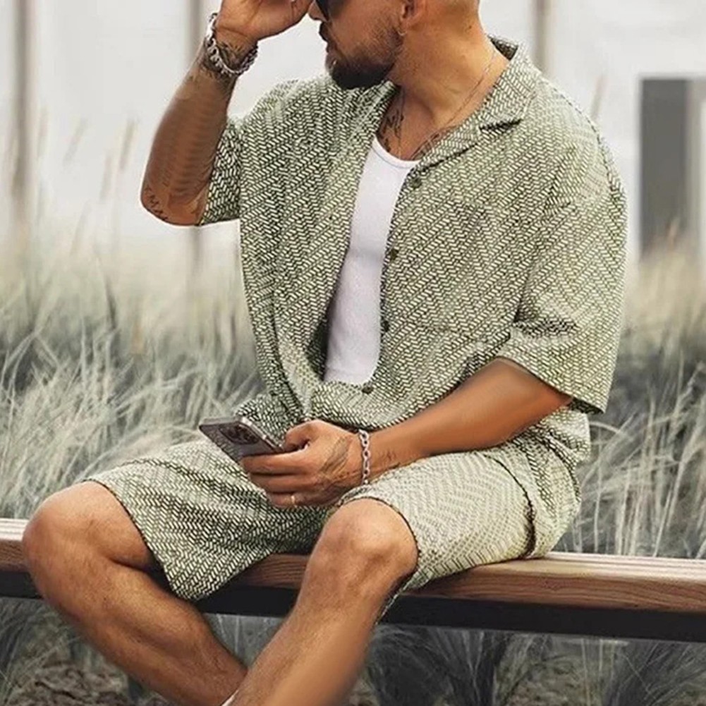 Feiertagsverschleiß Herren -Urlaubs -Outfit Gestreiftes Muster Leichte Dehnung - Bild 14 von 72