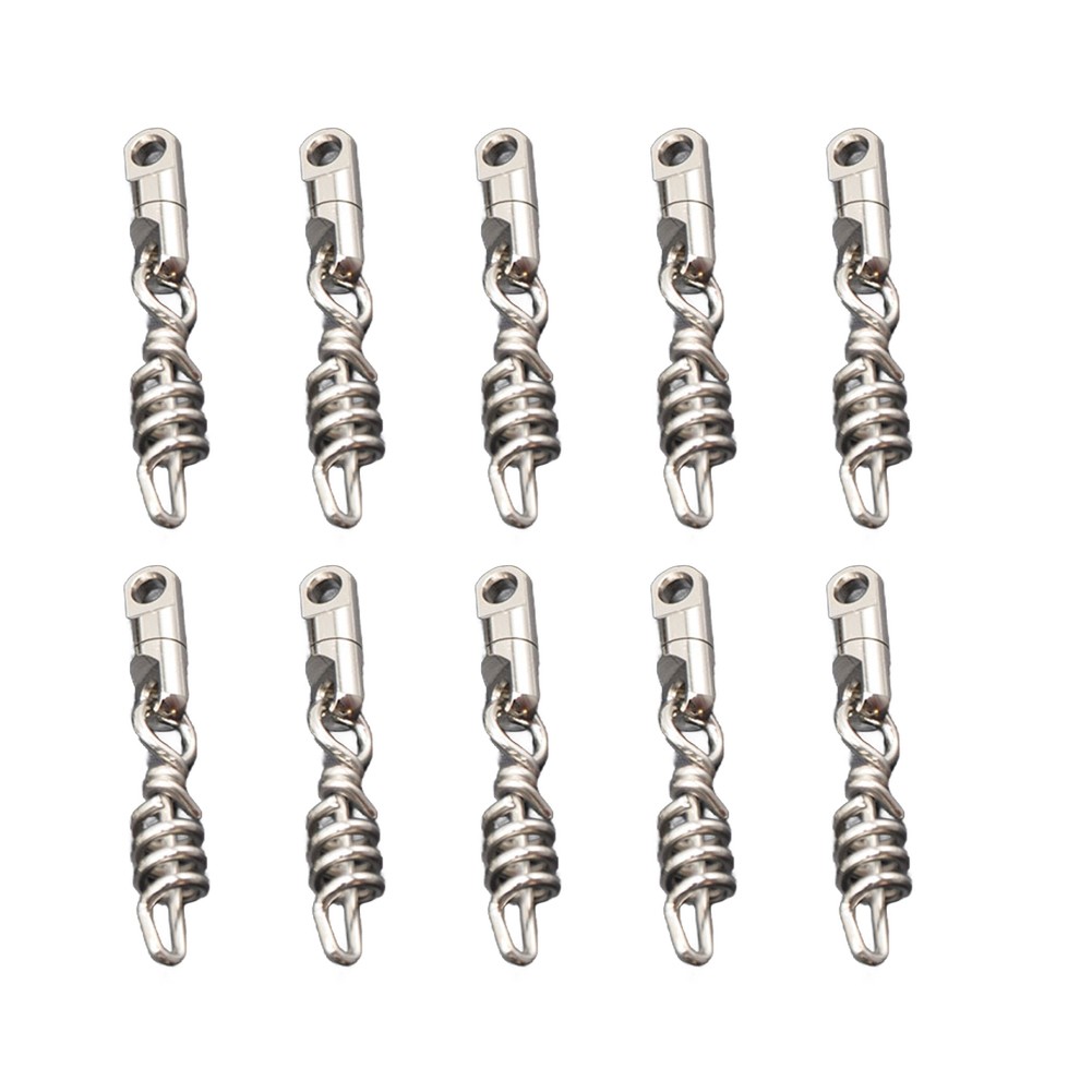 Reliable Heavy Duty Round Swivel Snaps for Fishing Corkscrew Set of 10