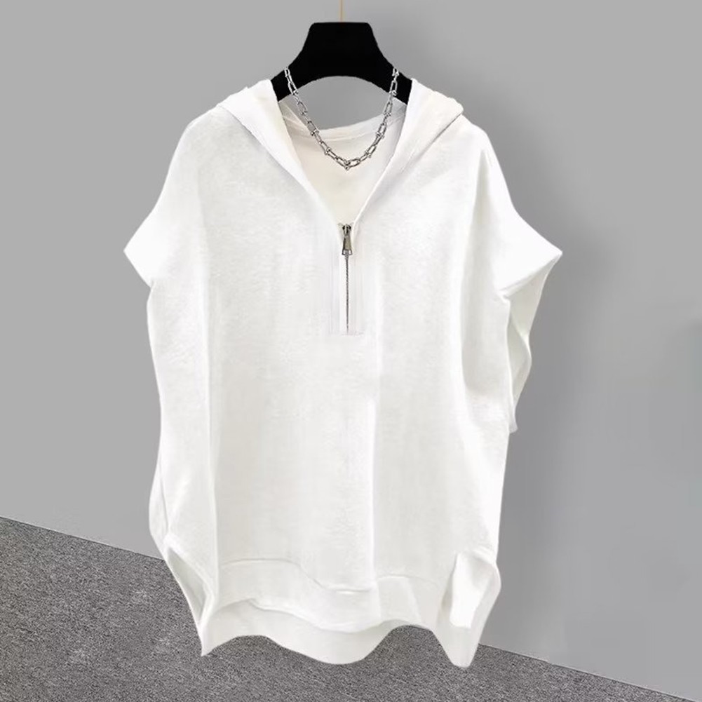 Korean Style Sleeveless Hoodie Tank Top Zip Neck Sweatshirt Men's Sports Tops - Picture 14 of 20