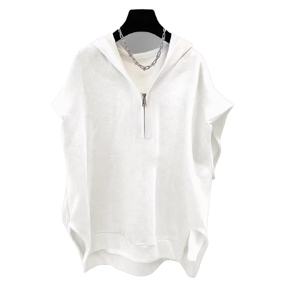 Korean Style Sleeveless Hoodie Tank Top Zip Neck Sweatshirt Men's Sports Tops - Picture 13 of 20