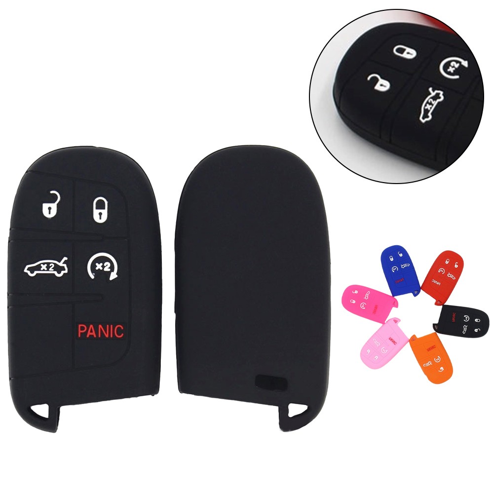 Improved Grip Silicone Cover for Dodge For Chrysler 5 Button Remote Key