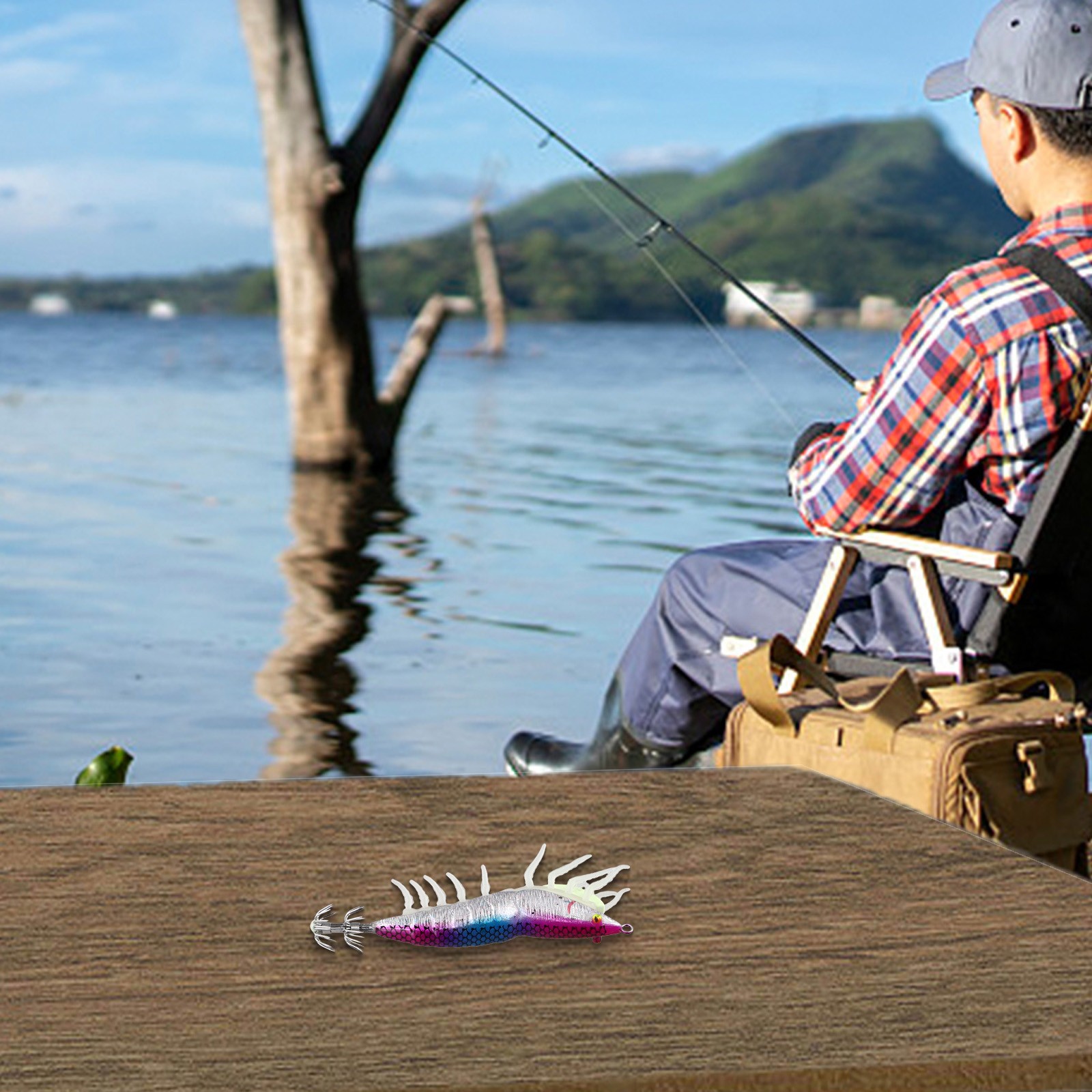 Appât de poisson calmar leurre crochet réaliste yeux 3D appâts en bois pêche - Imagen 46 de 82