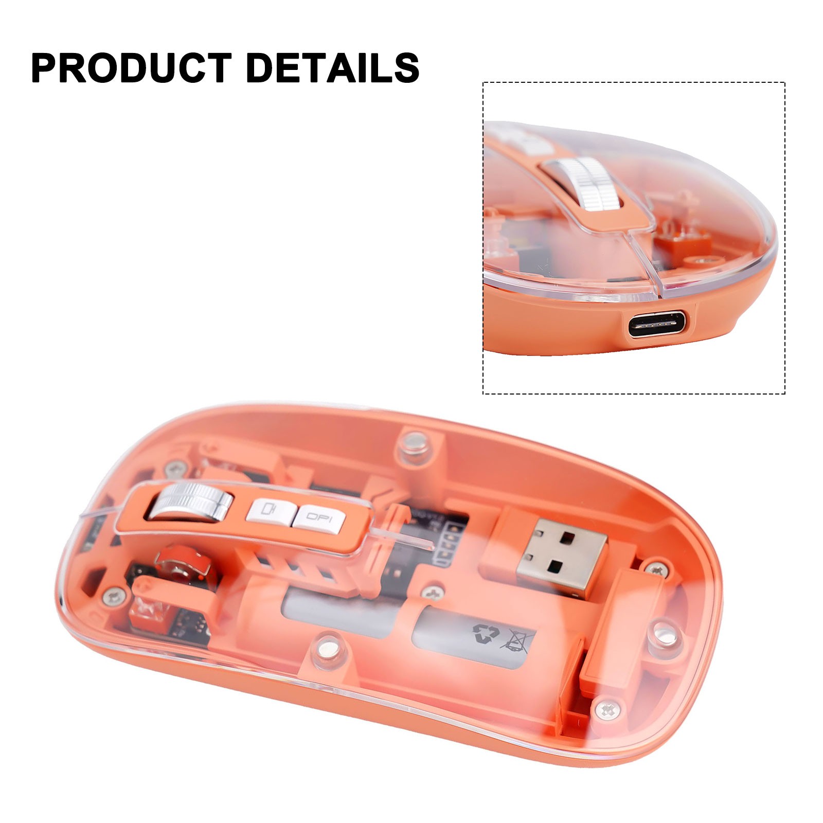 Precision 2400DPI verstellbare USB-Maus mit stilvollem transparentem Design - Bild 14 von 63