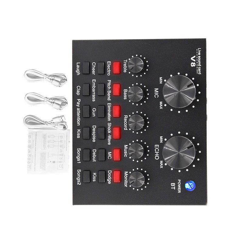 High Performance V8 External Sound Card Set with Essential Accessories