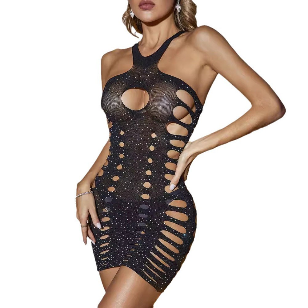 Hohle Nachthemd Sexy Dessous Für Zuhause Hohlversorgungsstein Polyester Sexy - Bild 13 von 23