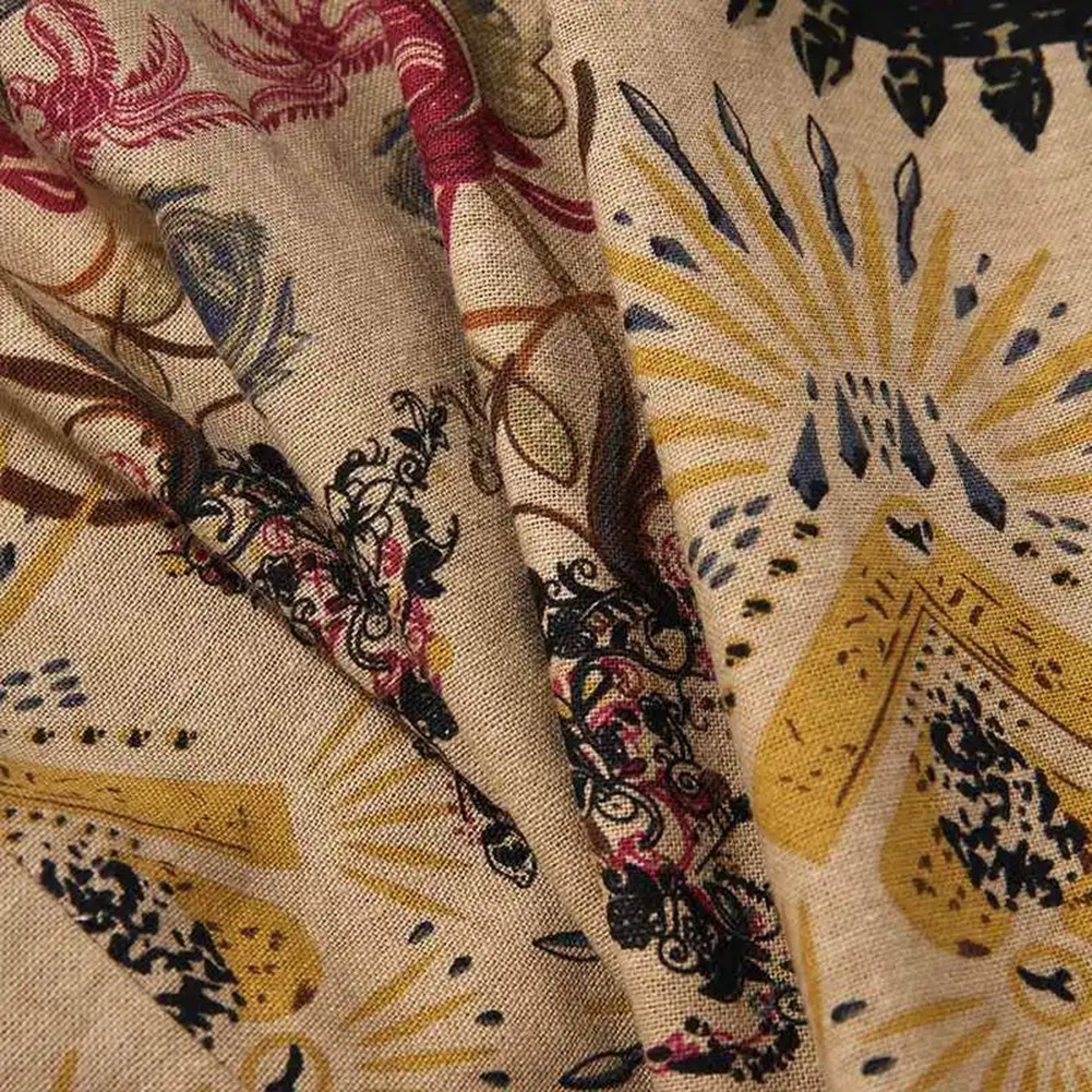 Vintage Streetwear Hawaiian Shirt for Men with Ethnic Style Floral Print - Picture 15 of 42
