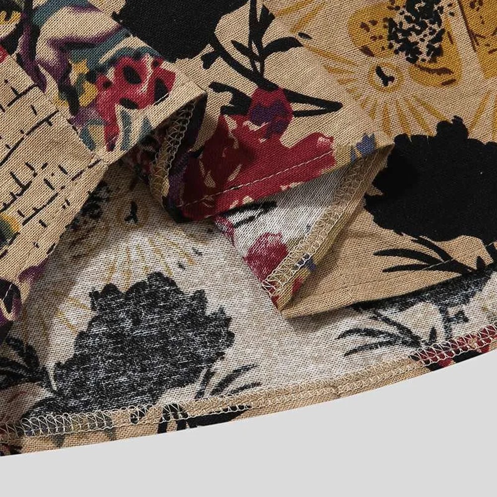 Vintage Streetwear Hawaiian Shirt for Men with Ethnic Style Floral Print - Picture 16 of 42